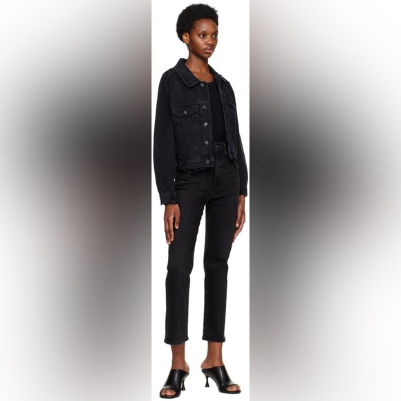 Agolde Shrunken Charli Denim Jean Jack in Distressed Black - Picture 7 of 10